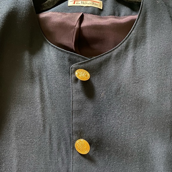 Talbots 100% wool vintage modest navy blue long pleated skirt suit set blazer - Picture 9 of 13